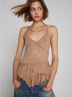 Kimchi Blue Hazel Peplum Butterfly Applique Cami